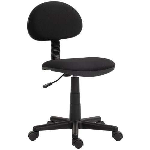 KEPOOMAN  Small Desk Chair, Armless Office Chair With Adjustable Height, 360° Swivel Wheels, Low Back for Small Spaces In Black