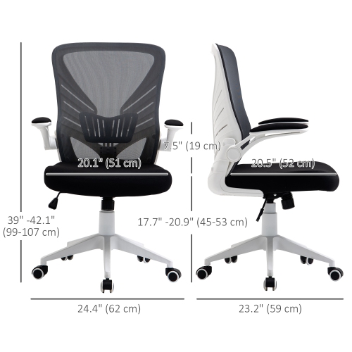 Kepooman Mesh Office Chair Swivel Task Desk Chair with Lumbar Back Support, Flip-Up Arm, Adjustable Height for Home Office