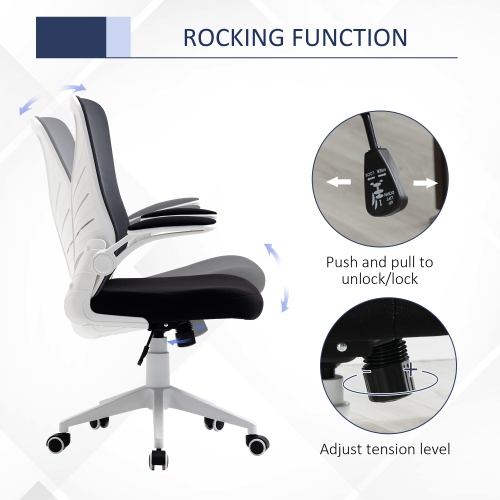 Kepooman Mesh Office Chair Swivel Task Desk Chair with Lumbar Back Support, Flip-Up Arm, Adjustable Height for Home Office