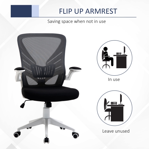 Kepooman Mesh Office Chair Swivel Task Desk Chair with Lumbar Back Support, Flip-Up Arm, Adjustable Height for Home Office