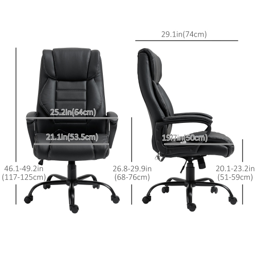 Kepooman Massage Office Chair, High Back Executive Office Chair with 6-Point Vibration, Adjustable Height, Swivel Seat and Rocking Function, Black