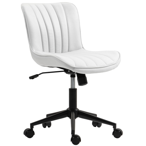 KEPOOMAN  Armless Office Chair, 360°Swivel Desk Chair With Adjustable Height & Tilt Function for Home Office - In White
