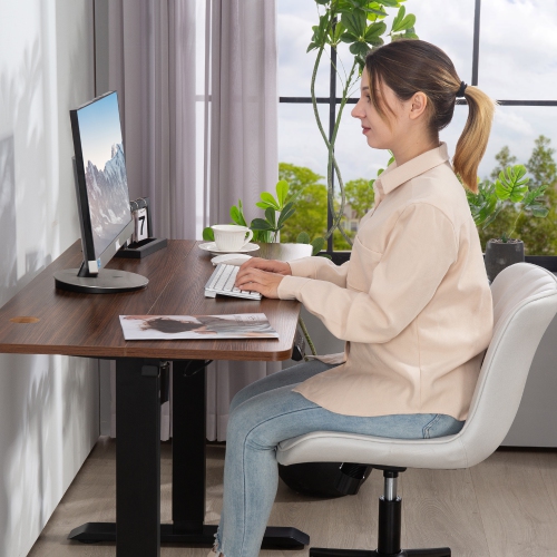 Kepooman Armless Office Chair, 360°Swivel Desk Chair with Adjustable Height & Tilt Function for Home Office - White