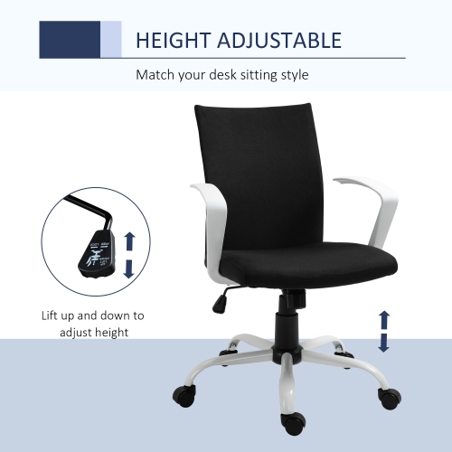 Kepooman Linen Mid Back Office Chair With Tilt Function, Swivel Computer Chair - Black