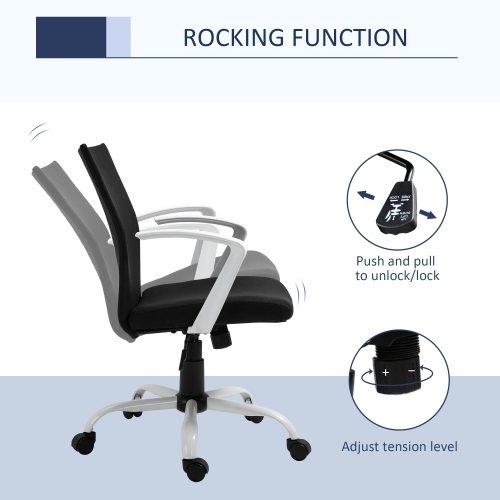 Kepooman Linen Mid Back Office Chair With Tilt Function, Swivel Computer Chair - Black