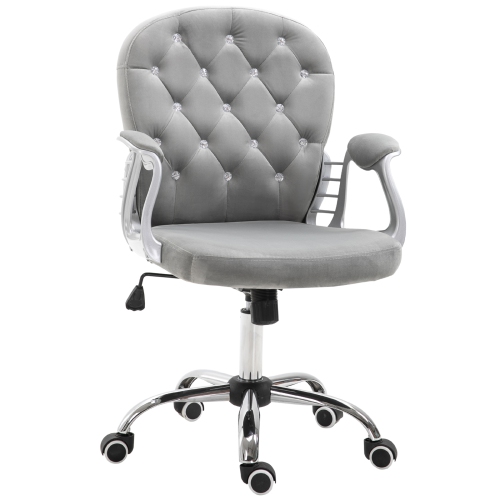 Chaise de bureau Kepooman, chaise de bureau d'ordinateur confortable avec siège rembourré, hauteur réglable et dossier capitonné - Gris