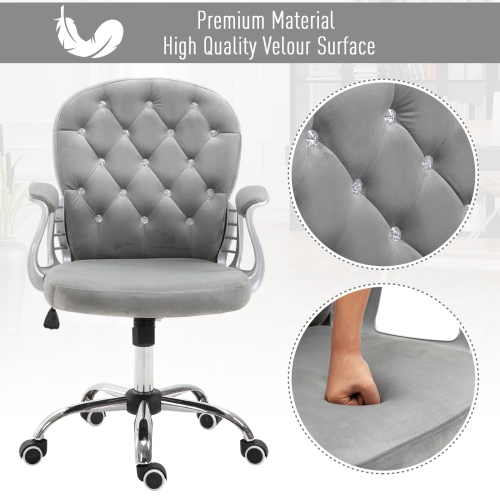 Kepooman Office Chair, Comfortable Computer Desk Chair with Padded Seat and Adjustable Height and Tufted Back - Grey