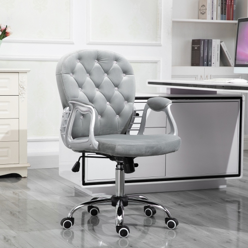 Kepooman Office Chair, Comfortable Computer Desk Chair with Padded Seat and Adjustable Height and Tufted Back - Grey