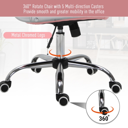 Kepooman Office Chair, Comfortable Computer Desk Chair with Padded Seat and Adjustable Height and Tufted Back - Pink