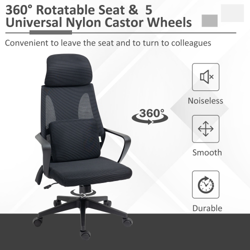 Kepooman Office Chair High Back, Ergonomic Mesh Computer Chair Executive Task Chair with Massage Lumbar Support & Headrest Rocking