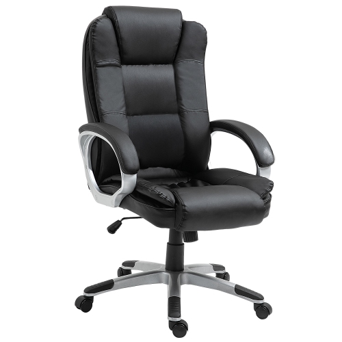 Kepooman High Back Executive Office Chair Adjustable Desk Seat Swivel PU Leather Computer Chair with Padded Armrests