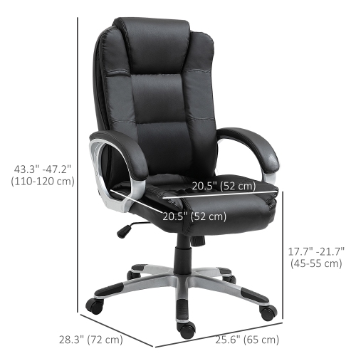 Kepooman High Back Executive Office Chair Adjustable Desk Seat Swivel PU Leather Computer Chair with Padded Armrests