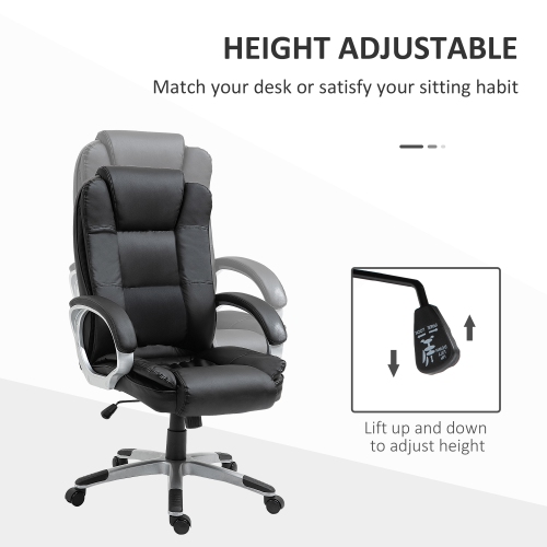 Kepooman High Back Executive Office Chair Adjustable Desk Seat Swivel PU Leather Computer Chair with Padded Armrests
