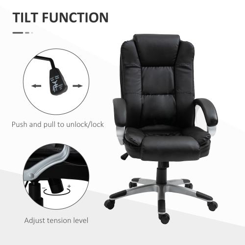 Kepooman High Back Executive Office Chair Adjustable Desk Seat Swivel PU Leather Computer Chair with Padded Armrests