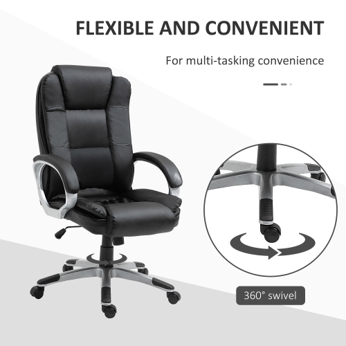 Kepooman High Back Executive Office Chair Adjustable Desk Seat Swivel PU Leather Computer Chair with Padded Armrests