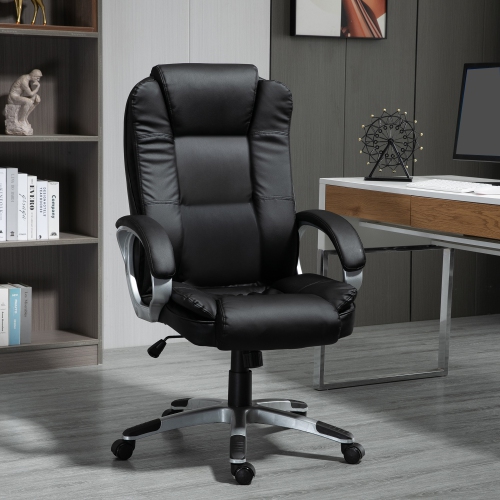 Kepooman High Back Executive Office Chair Adjustable Desk Seat Swivel PU Leather Computer Chair with Padded Armrests