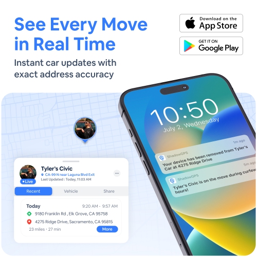 ShadowGPS GPS Tracker for Vehicles – OBD-II Car Tracker Device and Vehicle GPS Tracker with Real-Time Tracking, Speed & Motion Alerts, Trip History,