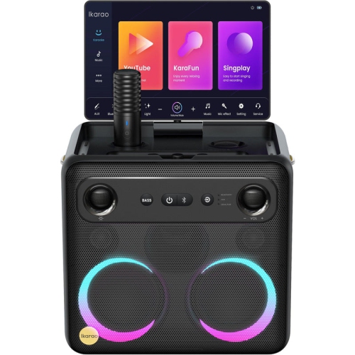 iKarao Break X2 Portable Karaoke Machine – 13.3" Lyrics Display Screen, Dual Wireless Microphones, 500W Bluetooth Speaker, LED DJ Lights & 64GB