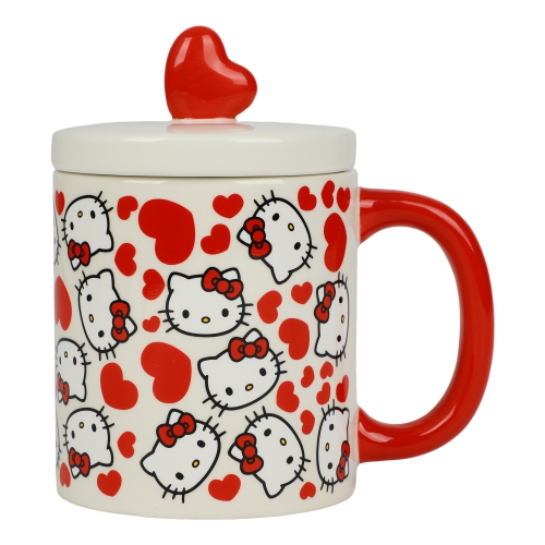 Tasse Hello Kitty à couvercle en céramique blanche de 16 oz pour la Saint-Valentin