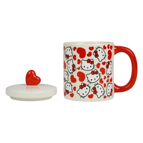 Tasse Hello Kitty à couvercle en céramique blanche de 16 oz pour la Saint-Valentin
