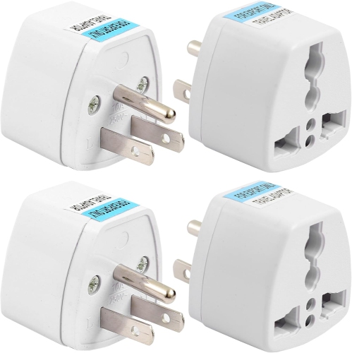 XCRS [4 Pack] Universal Three-pin EU India to US/ CANADA Power Travel Plug Adapter - 250V 10A Universal AU UK EU to US AC Power Travel Power Socket
