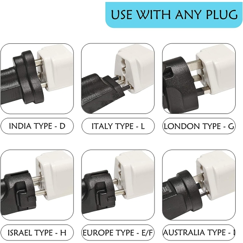 XCRS [4 Pack] Universal Three-pin EU India to US/ CANADA Power Travel Plug Adapter - 250V 10A Universal AU UK EU to US AC Power Travel Power Socket