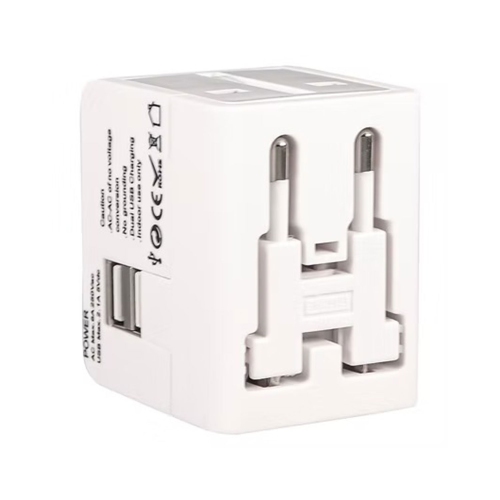 XCRS Compact Worldwide Universal Power Adapter Converter with 2 USB Charging Ports, All in One International Travel Wall Charger Plug with Surge