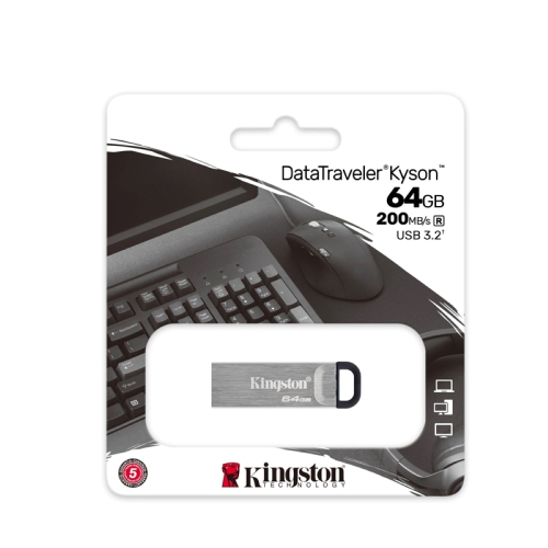 Clé USB 3,2 200&nbsp;Mo/s en lecture métallique DataTraveler Kyson de 1e génération de Kingston 64&nbsp;Go