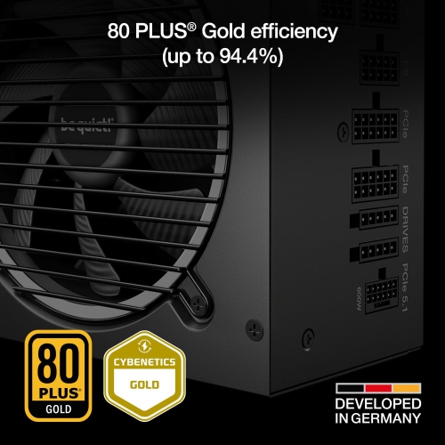 Pure Power 13 M 850W Power Supply, 80+ Gold Certification, ATX 3.1 PSU, Support for PCIe 5.1 GPUs, semi-Passive 120mm be quiet! Fan, Single Rail, for