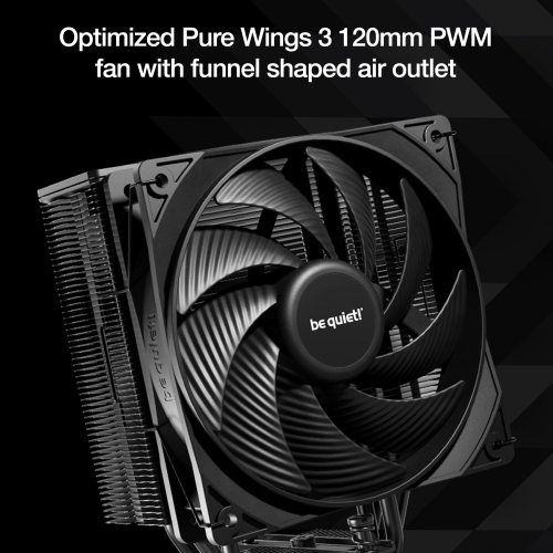 be quiet! Pure Rock 3 Black CPU Air Cooler | 4 High Performance 6mm Heat Pipes with HDT Technology | 120mm PWM Fan |AMD:AM4 AM5/Intel LGA