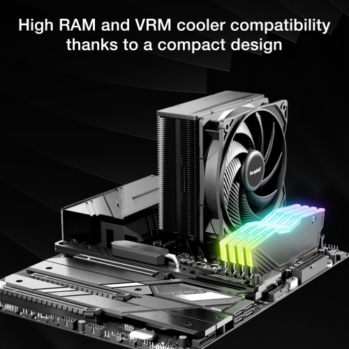 be quiet! Pure Rock 3 Black CPU Air Cooler | 4 High Performance 6mm Heat Pipes with HDT Technology | 120mm PWM Fan |AMD:AM4 AM5/Intel LGA