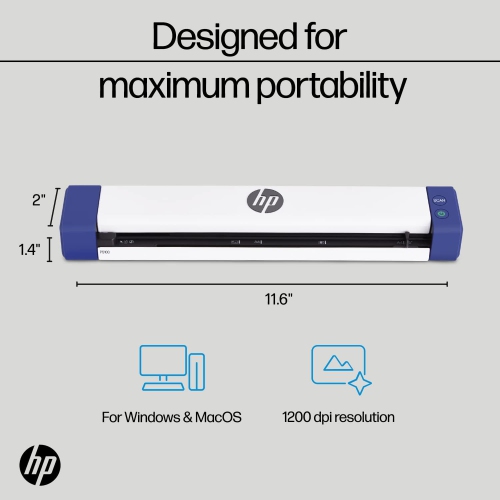 HP Document & Photo Scanner Portable for 1-Sided Sheetfed Digital Scanning -