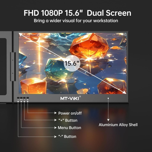 Open Box - MT-VIKI 15.6 inch Laptop Screen Extender, Potable Screen for Laptop Only One USB-C Cable Connection