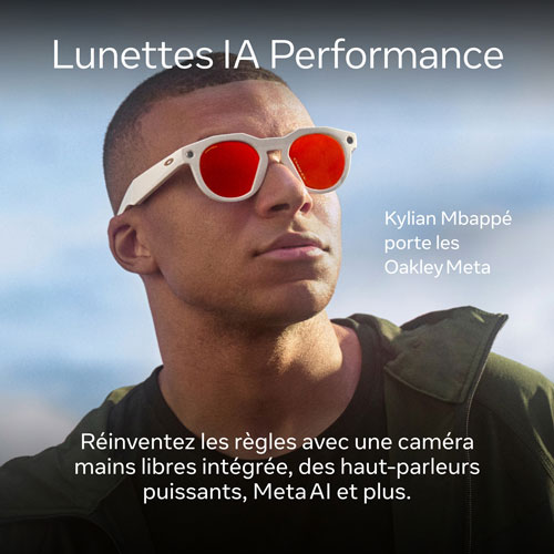 Lunettes intelligentes HSTN Meta d'Oakley avec intelligence artificielle, photo, vidéo, audio et assistant vocal - Gris chaud/Rubis Prizm