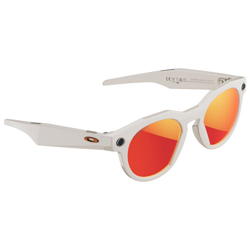 Lunettes intelligentes HSTN Meta d'Oakley avec intelligence artificielle, photo, vidéo, audio et assistant vocal - Gris chaud/Rubis Prizm