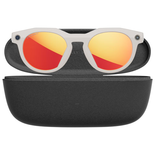 Lunettes intelligentes HSTN Meta d'Oakley avec intelligence artificielle, photo, vidéo, audio et assistant vocal - Gris chaud/Rubis Prizm