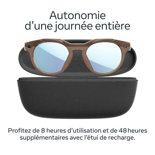 Lunettes intelligentes HSTN Meta d'Oakley avec intelligence artificielle, photo, vidéo, audio et assistant vocal - Brun fumé/Bleu polarisé Prizm