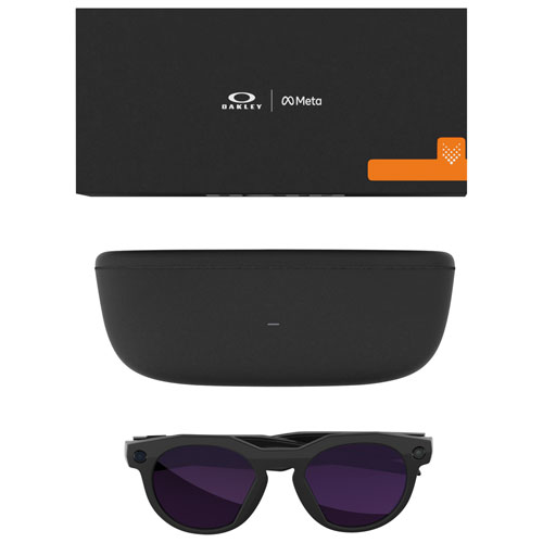 Lunettes intelligentes HSTN Meta d'Oakley avec intelligence artificielle, photo, vidéo, audio et assistant vocal - Noir/Verres Transitions