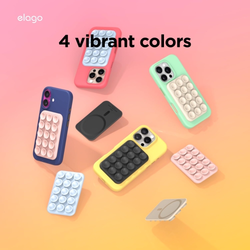 elago Magnetic Suction Cup Phone Mount Compatible with MagSafe Case, Removable Silicone Sticky Grip Holder for iPhone, Hands-Free Selfies/Video for