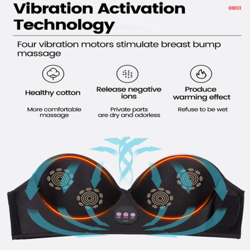 Breast Massager for Enlargement, USB Wireless Electric Vibration Bust Lift Enhancer Machine with Heat Function for Chest Enlargement Anti Sagging
