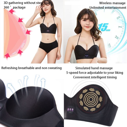 Breast Massager for Enlargement, USB Wireless Electric Vibration Bust Lift Enhancer Machine with Heat Function for Chest Enlargement Anti Sagging