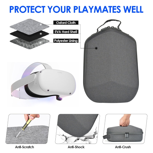 Étui pour Meta Quest 2, étui de transport rigide compatible avec le casque de jeu de réalité virtuelle de base Meta/Oculus Quest 2 et les manettes