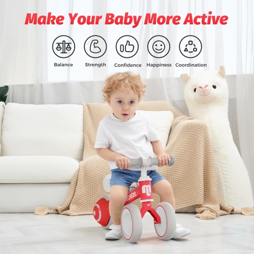 Draisienne de bébé, motos adorables pour tout-petits de 12-36 mois Cadeaux pour fille de 1 an pour faire passer bébé de debout à course avec siège