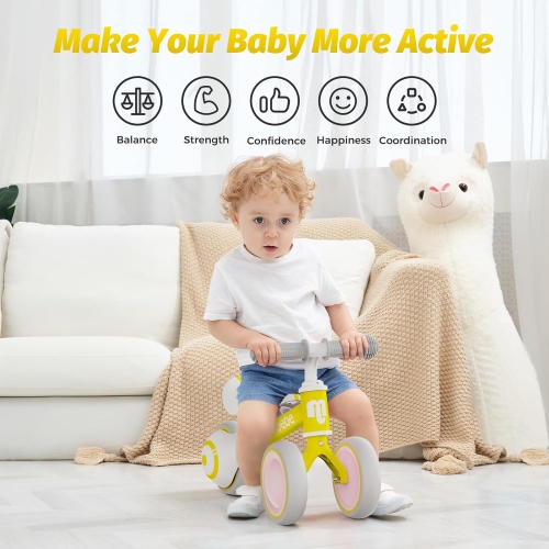 Draisienne de bébé, motos adorables pour tout-petits de 12-36 mois Cadeaux pour fille de 1 an pour faire passer bébé de debout à course avec siège