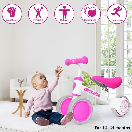 Draisienne de bébé, motos adorables pour tout-petits de 12-36 mois Cadeaux pour fille de 1 an pour faire passer bébé de debout à course avec siège