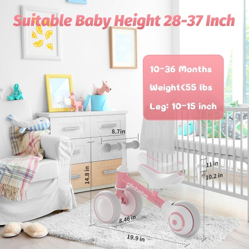 Draisienne de bébé, motos adorables pour tout-petits de 12-36 mois Cadeaux pour fille de 1 an pour faire passer bébé de debout à course avec siège