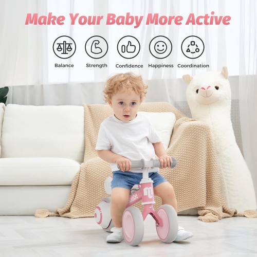 Draisienne de bébé, motos adorables pour tout-petits de 12-36 mois Cadeaux pour fille de 1 an pour faire passer bébé de debout à course avec siège