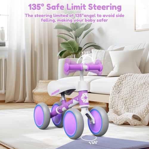 Draisienne de bébé, motos adorables pour tout-petits de 12-36 mois Cadeaux pour garçon/fille de 1 ans pour entraîner bébé de debout à course, rose