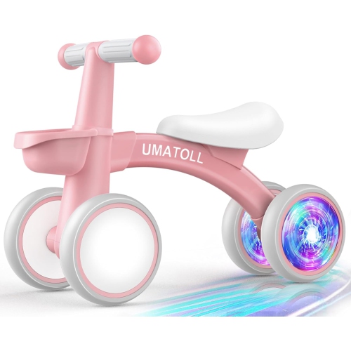 Colorful Lighting Baby Balance Bike Toys for 1 Year Old Boys Gifts, Adjustable Seat Baby Walker, 12-24 Months Toddler Ride on Toys with Removable
