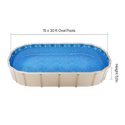 Doublure de piscine ovale VEVOR 15 x 30&nbsp;pi, doublures de piscine hors terre Unibead, hauteur murale 52&nbsp;po, vinyle de calibre standard